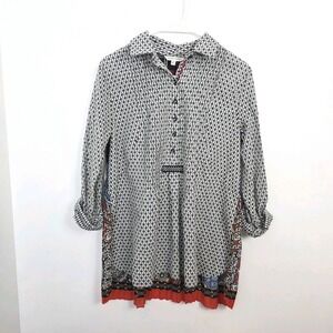 John Mark White Black Colorful Atsy Boho Festival Mandala Tunic Size Small